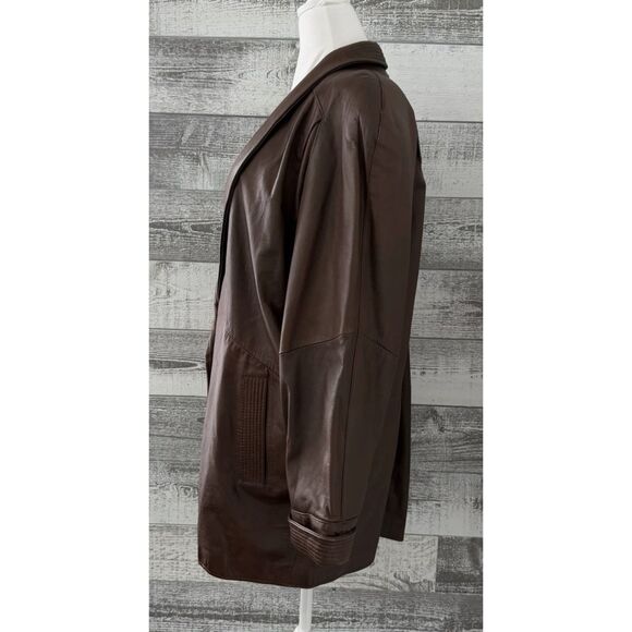 PELLE New York Milano 100% Leather Jacket Brown Women's Size L - Picture 3 of 12